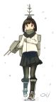  1girl alternate_costume fubuki_(kantai_collection) highres kantai_collection ma_rukan simple_background snowing tagme winter_clothes 