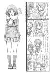  3girls bbb_(friskuser) comic eyebrows_visible_through_hair girls_und_panzer greyscale highres kawashima_momo looking_at_another looking_at_viewer monochrome multiple_girls nishizumi_miho ooarai_school_uniform open_mouth pleated_skirt reizei_mako scarf school_uniform short_hair skirt speech_bubble takebe_saori translation_request v-shaped_eyebrows 