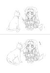  1girl 1other a an-94_(girls_frontline) animal_ears artist_request bell bell_collar boots cat collar dog_ears dog_tail gas_mask girls_frontline highres petting playing sitting surprised tactical_clothes tail tail_wagging 