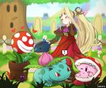  1girl 1other animal blonde_hair blush closed_eyes copy_ability creatures_(company) dress flower game_freak gen_1_pokemon hair_flower hair_ornament hal_laboratory_inc. hat hoshi_no_kirby ippers ivysaur kid_icarus kid_icarus_uprising kirby kirby_(series) long_hair super_mario_bros. nachure nintendo ohmoto_makiko open_mouth pikmin_(creature) pikmin_(series) piranha_plant pokemon pokemon_(creature) pokemon_(game) ponytail seiyuu_connection side_ponytail smile sora_(company) spikes super_mario_bros. super_smash_bros. super_smash_bros._ultimate teeth very_long_hair water 