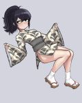  1girl artist_request breasts japanese_clothes kimono kuroki_tomoko medium_hair sandals side_slit smile socks solo watashi_ga_motenai_no_wa_dou_kangaetemo_omaera_ga_warui! 
