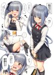  1boy 1girl admiral_(kantai_collection) ass bangs black_legwear black_ribbon blunt_bangs blush brown_eyes buttons closed_mouth commentary_request crying dress epaulettes eyebrows_visible_through_hair gloves green_panties grey_hair hair_between_eyes hair_ribbon highres holding ichikawa_feesu kantai_collection kasumi_(kantai_collection) kneehighs legs lifted_by_another long_hair long_sleeves looking_at_viewer military military_uniform naval_uniform neck_ribbon open_mouth panties pinafore_dress ribbon school_uniform serafuku shirt side_ponytail simple_background skirt sleeveless sleeveless_dress standing suspenders t-head_admiral tearing_up tears thighs translation_request underwear uniform wavy_mouth white_background white_gloves white_shirt 