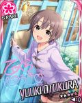  blush character_name dress grey_eyes grey_hair idolmaster idolmaster_cinderella_girls otokura_yuuki short_hair smile stars 