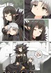  1boy 1girl absurdly_long_hair ahoge bench black_dress black_hair breasts bridal_gauntlets comic dress fate/grand_order fate_(series) fur_trim ginhaha jeanne_d&#039;arc_(alter)_(fate) jeanne_d&#039;arc_(fate)_(all) large_breasts long_dress long_hair pointy_ears semiramis_(fate) short_hair silent_comic silver_hair sitting smile very_long_hair yellow_eyes 