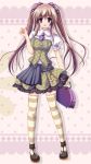  brown_hair dress frills long_hair purple_eyes thigh-highs thighhighs twintails violet_eyes 