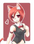  bad_id cat_ears cat_tail catgirl glasses heart highres red_eyes red_hair redhead ribbon ribbons short_hair tail zenn 
