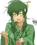  1girl anise_tatlin blush green_hair ion japanese_clothes kimono male nana_g smile tales_of_(series) tales_of_the_abyss trap 