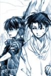  2boys ame_yamori blue headband lowres majutsushi_orphen monochrome multiple_boys orphen sarua_solude 