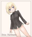  blue_eyes erica_hartmann fujisawa_aya kanda_aya panties short_hair smile strike_witches underwear 