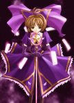  card card_captor_sakura card_with_aura cardcaptor_sakura elbow_gloves floating_card gloves hoshi_no_tsue kinomoto_sakura magical_girl nagare_hyougo staff 