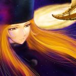  fur_hat galaxy galaxy_express_999 ginga_tetsudou_999 hat long_hair maetel purple_eyes train violet_eyes 