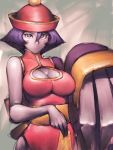  blue_eyes blue_hair capcom claws cleavage cleavage_cutout darkstalkers hat humio large_breasts lei_lei lips purple_eyes purple_hair purple_skin short_hair vampire_(game) violet_eyes 