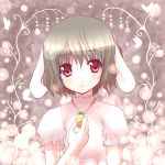  bunny_ears bust butterfly carrot expressionless face flower hirasato inaba_tewi jewelry pendant red_eyes short_hair touhou 