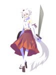  harano highres inubashiri_momiji pantyhose shield short_hair sword tail touhou weapon white_hair wolf_ears wolf_tail 