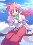  arche_klein bad_id broom broom_riding elbow_gloves gloves long_hair pink_hair tales_of_(series) tales_of_phantasia wink yakka 