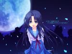  asakura_ryouko blue_eyes blue_hair knife moon school_uniform suzumiya_haruhi_no_yuuutsu translated translation_request 