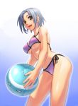  arcana_heart_2 ball beachball bikini breasts brown_eyes kasuga_tsuzune misao_(kami_no_misoshiru) short_hair side-tie_bikini silver_hair swimsuit under_boob underboob 