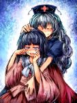  comforting hand_on_head houraisan_kaguya hug hug_from_behind multiple_girls tears touhou ukyo_rst ulyo_rst yagokoro_eirin 