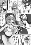  /\/\/\ 1girl beak bemstar blush breasts camisole cleavage cross dark_skin gloves happy heart hexagon horn kinkuri_(axsc8mjrt) medium_hair monster_girl navel outstretched_arms personification redman redman_(character) saliva short_shorts shorts smile translation_request ultra_kaijuu_gijinka_keikaku ultra_series 