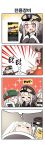  3girls 4koma absurdres book comic commentary_request crying dreaming explosion g11_(girls_frontline) girls_frontline hat highres iron_cross junsuina_fujunbutsu kar98k_(girls_frontline) korean korean_commentary multiple_girls oversized_clothes peaked_cap pkp_(girls_frontline) scope sleeping translation_request 