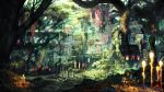  building day fantasy final_fantasy final_fantasy_xiv forest highres light_rays moss nature official_art outdoors overgrown plant ruins scenery solo sunlight tree vines watermark 