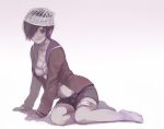  1girl bandage breasts character_request cleavage feet looking_at_viewer short_hair shousan_(hno3syo) solo source_request 
