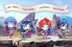  1girl 3boys armor blue_armor blue_eyes blue_hair blush cape chibi dress falchion_(fire_emblem) father_and_daughter fire_emblem fire_emblem:_fuuin_no_tsurugi fire_emblem:_kakusei fire_emblem:_mystery_of_the_emblem fire_emblem_heroes gloves great_granddaughter great_grandfather great_grandson headband krom long_hair looking_at_viewer lucina male_focus marth multiple_boys nintendo open_mouth redhead roy_(fire_emblem) short_hair simple_background smile super_smash_bros. super_smash_bros._ultimate super_smash_bros_for_wii_u_and_3ds super_smash_bros_melee sword tiara toasterkiwi twintails weapon 