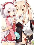  5girls akashi_(azur_lane) animal_ears ayanami_(azur_lane) azur_lane bangs bell blonde_hair blush breasts china_dress chinese_clothes cleavage cleavage_cutout commentary_request detached_sleeves dress eyebrows_visible_through_hair fake_animal_ears fan green_hair hair_bell hair_between_eyes hair_ornament hair_ribbon headband headgear highres javelin_(azur_lane) laffey_(azur_lane) long_hair long_sleeves looking_at_viewer multiple_girls paper_fan ponytail purple_hair rabbit_ears red_eyes ribbon side_slit small_breasts sweatdrop tonari_(ichinichime_azuma) translation_request very_long_hair white_hair wide_sleeves yellow_eyes z23_(azur_lane) 