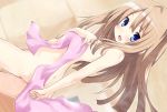  1girl ass bare_shoulders blue_eyes blush breasts brown_hair hair_between_eyes iwasi-r long_hair looking_at_viewer naked_towel neptune_(series) open_mouth ram_(neptune_series) small_breasts smile solo towel 