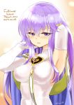  1girl absurdres breasts circlet covered_nipples dated elbow_gloves fire_emblem fire_emblem:_seisen_no_keifu gloves highres long_hair medium_breasts nintendo parted_lips purple_hair solo turtleneck twitter_username upper_body violet_eyes white_gloves yukia_(firstaid0) yuria_(fire_emblem) 