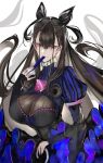  1girl bangs black_hair breasts closed_mouth fate/grand_order fate_(series) highres large_breasts long_hair looking_at_viewer murasaki_shikibu_(fate) pvc_parfait red_eyes smile 