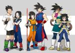  3boys 3girls armor bardock black_hair blush boots chi-chi_(dragon_ball) china_dress chinese_clothes clenched_hands cosplay costume_switch crossdressinging crossed_arms dragon_ball dragonball_z dress embarrassed facepalm facial_scar gine green_eyes grey_eyes hair_tubes halo hand_on_hip highres hime_cut loafers long_hair looking_at_viewer low_twintails mbar2_64 medium_hair multiple_boys multiple_girls open_mouth ponytail power_pole scar scar_on_cheek shirt shoes sketch smile smirk son_gohan son_gokuu sparkle spiky_hair t-shirt tail trembling tunic twintails videl wristband 