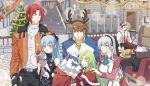  1010kren 1other 3boys 3girls animal_ears antlers ao_no_kiseki ascot belt black_gloves blue_hair blush bow bowtie breasts brown_eyes brown_hair cake capelet cat cat_ears christmas_tree closed_eyes coat collared_shirt couch cowboy_shot cup decorations eiyuu_densetsu elie_macdowell eyebrows_visible_through_hair facial_hair fingerless_gloves flat_chest food fur_trim gloves goatee green_eyes green_hair grin hair_between_eyes hand_on_another&#039;s_shoulder hat hug jacket kea_(eiyuu_densetsu) lens_flare lloyd_bannings locker long_hair medium_breasts mishy multiple_boys multiple_girls necktie pants pom_pom_(clothes) randy_orlando red_eyes red_neckwear redhead santa_costume santa_hat sergei_lou shirt short_hair silver_hair sitting sleeveless smile sparkle stairs straight_hair striped striped_shirt stuffed_animal stuffed_cat stuffed_toy suspenders table tio_plato triangle_mouth turkey turtleneck twintails wolf yellow_eyes zeit zero_no_kiseki 