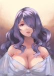  1girl ai-wa bare_shoulders breasts camilla_(fire_emblem_if) cleavage fire_emblem fire_emblem_if hair_over_one_eye large_breasts long_hair nintendo parted_lips purple_hair solo upper_body violet_eyes 