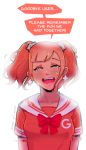  1girl absurdres artist_name artist_request bow closed_eyes crying english_text glitch google google+ highres red_bow redhead smile solo white_background 