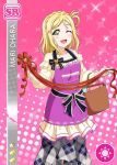  apron blonde-hair blush character_name dress love_live!_school_idol_festival love_live!_sunshine!! ohara_mari short_hair smile wink yellow_eyes 