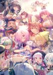  6+girls :d :o abigail_williams_(fate/grand_order) ahoge alcohol animal_ear_fluff animal_ears apron bangs bell black_dress black_hair black_hat blonde_hair blush bob_cut bowl breasts brown_hair cake character_request closed_mouth dragon_horns dress earrings eyebrows_visible_through_hair family_crest fan fangs fate/grand_order fate_(series) flying folding_fan food fox_ears fox_girl glass_bowl glasses green_eyes green_hair hair_over_one_eye hairband hat highres holding holding_fan horns icing jacket japanese_clothes jewelry jingle_bell kimono kiyohime_(fate/grand_order) lavender_hair lock long_hair long_sleeves mash_kyrielight mebaru midair military_hat multicolored_hair multiple_girls necktie nero_claudius_(bride)_(fate) nero_claudius_(fate)_(all) oda_nobunaga_(fate) oda_uri oni_horns open_clothes open_kimono open_mouth padlock passion_lip peaked_cap pink_hairband plaid plaid_apron polka_dot profile purple_hair purple_kimono red_eyes revealing_clothes sake short_hair shuten_douji_(fate/grand_order) silver_hair smile spatula streaked_hair tamamo_(fate)_(all) tamamo_cat_(fate) very_long_hair violet_eyes whisk white_dress white_sleeves witch_hat 