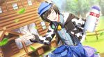  black_hair closed_eyes cow dress idolmaster idolmaster_side-m idolmaster_side-m_live_on_stage shinonome_soichiro short_hair smile 