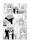  ... 3girls absurdres comic daidou_ayumu greyscale hat hayashi_kotoyo highres kagaya_tsubomi long_hair mochi_au_lait monochrome multiple_girls no_nose original sidelocks sleeveless spoken_ellipsis sweat 