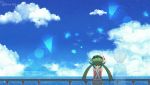  akika_821 clouds creatures_(company) dark_skin game_freak ghost green_hair mao&#039;s_mother_(pokemon) mallow_(pokemon) nintendo overalls pink_shirt pokemon pokemon_(anime) pokemon_sm_(anime) shirt water 
