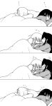  2girls bangs blanket closed_eyes comic cuddling embarrassed flustered hair_down hair_over_one_eye highres kuroki_tomoko long_hair multiple_girls nemoto_hina silent_comic sleeping waking_up wani_doriru watashi_ga_motenai_no_wa_dou_kangaetemo_omaera_ga_warui! yuri zzz 