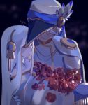  aria_(maplestory) black_background blonde_hair cape closed_eyes couple covered_eyes flower gem gloves hair_ornament hat headwear jewelry long_hair maplestory phantom_(maplestory) rose shirt short_hair silver_hair vyrhus white_gloves white_shirt 