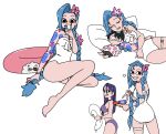  absurdres arcane:_league_of_legends artist_name ass bangs bare_shoulders bikini blue_hair braid breasts flat_chest highres jinx_(league_of_legends) league_of_legends long_hair looking_at_viewer one-piece_swimsuit open_mouth pink_eyes selfie small_breasts smile swimsuit tattoo teeth twin_braids twintails very_long_hair vi_(league_of_legends) 
