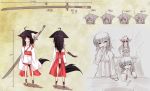  ahoge animal_ears arm_guard arm_guards auer black_hair child family highres if_they_mated inubashiri_momiji long_hair nose_bubble open_clothes open_shirt ribbon ribbons shameimaru_aya shirt sleeping sleepy sword tail toothbrush touhou weapon wolf_ears wolf_tail 