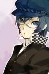  arisaka_ako bad_id blue_eyes blue_hair cabbie_hat glasses hat persona persona_4 reverse_trap shirogane_naoto short_hair 