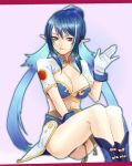  blue_hair breasts gloves judith midriff natsuhiko pointy_ears red_eyes smile tales_of_(series) tales_of_vesperia white_gloves xbox 