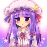  blush hat kouji long_hair patchouli_knowledge purple_hair ribbon ribbons touhou 