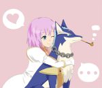  1girl dog estellise_sidos_heurassein gloves green_eyes heart hug hug_from_behind kiseru love pink_hair pipe repede short_hair smile smoking tales_of_(series) tales_of_vesperia xbox 