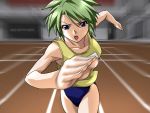  buruma green_hair running short_hair track_uniform 