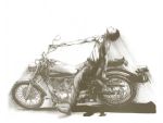  closed_eyes enticer harima_kenji monochrome motor_vehicle motorcycle posing school_rumble vehicle yamaha 